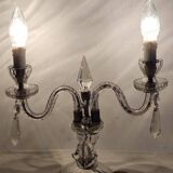 Lámpara de mesa de cristal. Francia, 1950s.