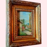 Tableau signé hr. greitz ?  – huile sur panneau – vue sur un village