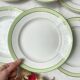 6 Assiettes plates vintage Française Orchies "VILLARS" 1950 blanche verte dorée