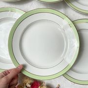 6 Vintage French Orchies "VILLARS" dinner plates 1950 white green gold