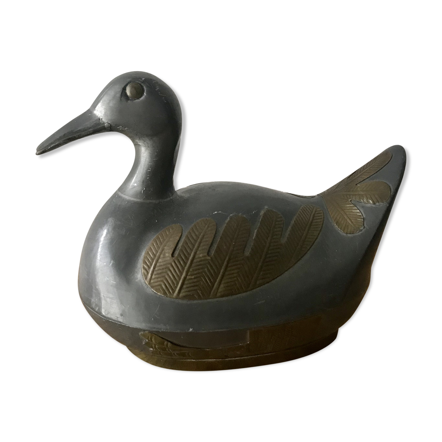 Tin duck box and brass