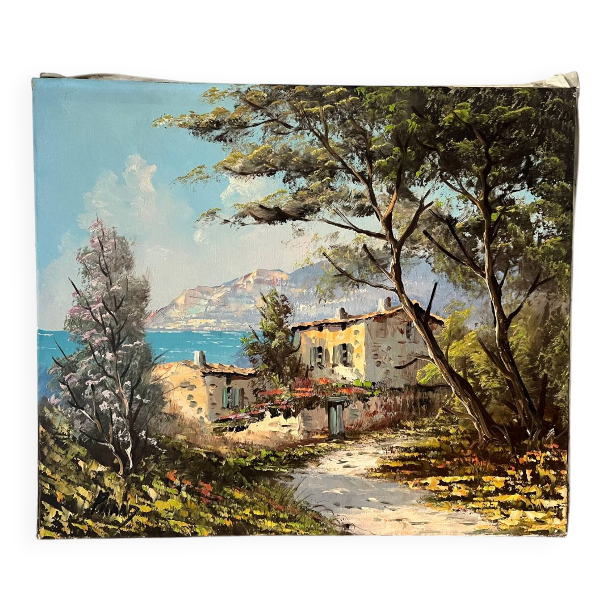 Villa by the seaside in Ramatuelle, oil on canvas signed Picard 1926.