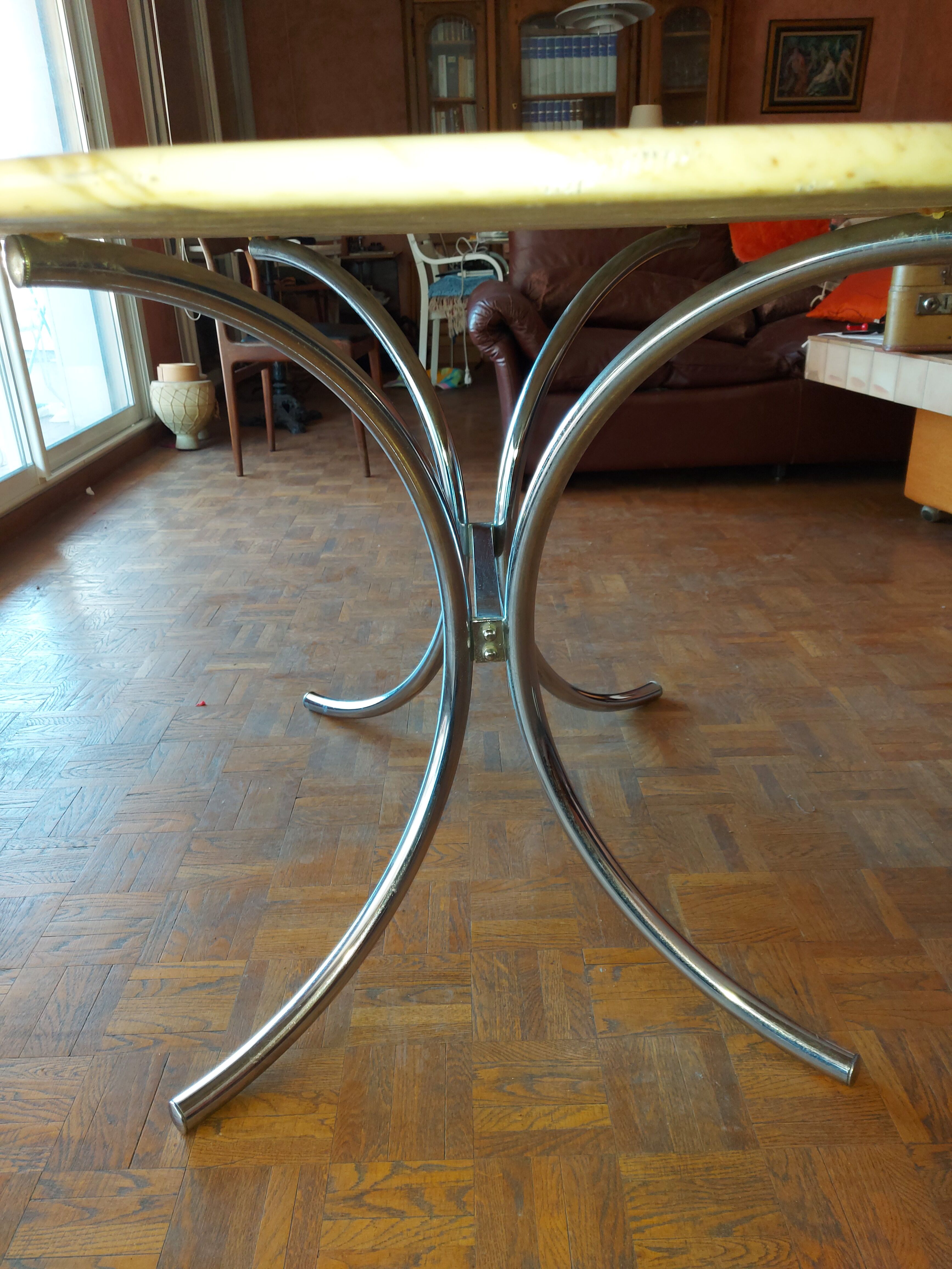 Large dining table in vintage marble 70'S Roche and Bobois