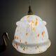 Vintage Clichy glass globe pendant lamp white orange and green