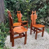 Suite de 4 chaises en teck massif en teck massif