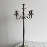 Large 5-arm candlestick in shiny silver metal