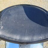 Fauteuil vintage chrome, plastic et cuir noir