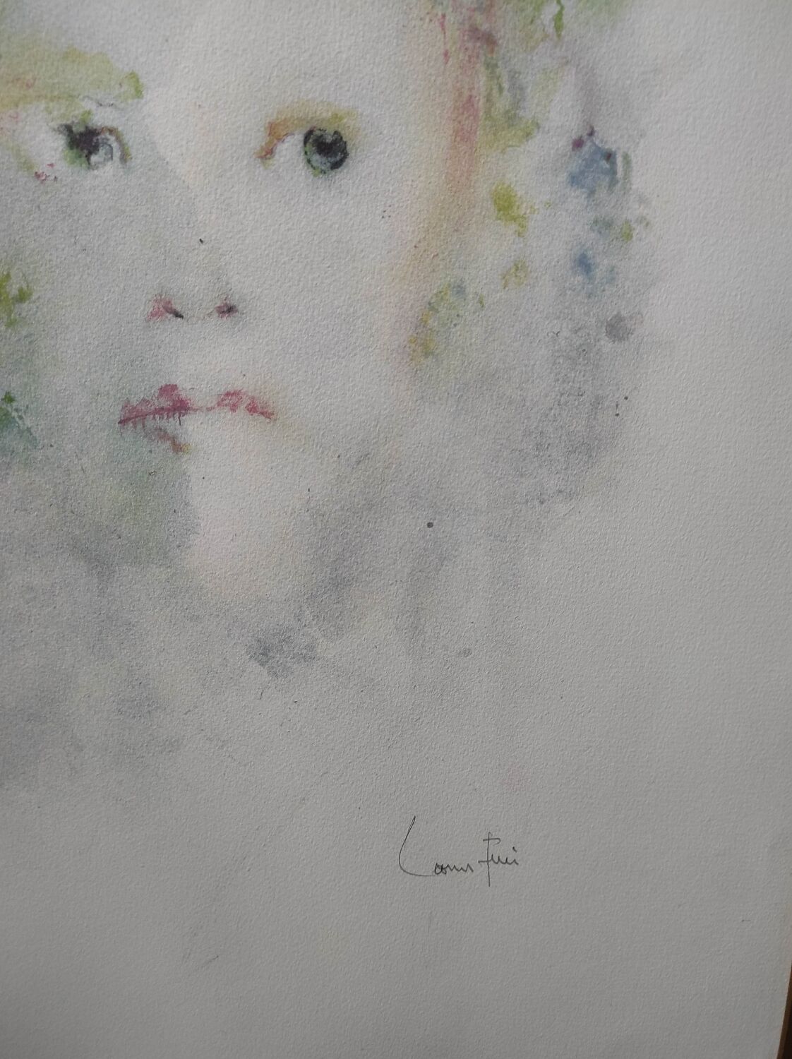 Young woman with green hair -Lithograph signed- Leonor Fini EA