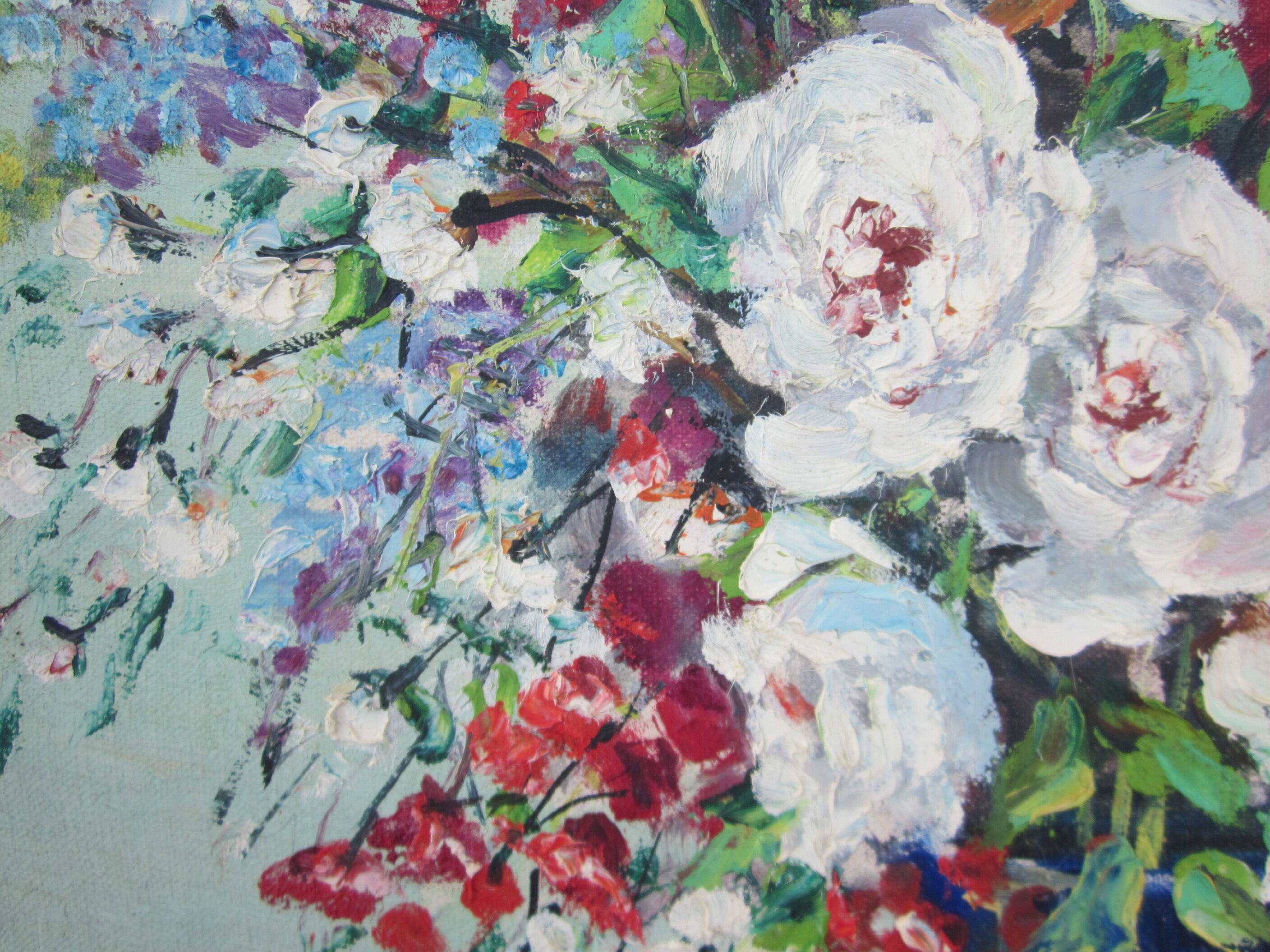 XXth painting E. Thioulouze flowers in a vase