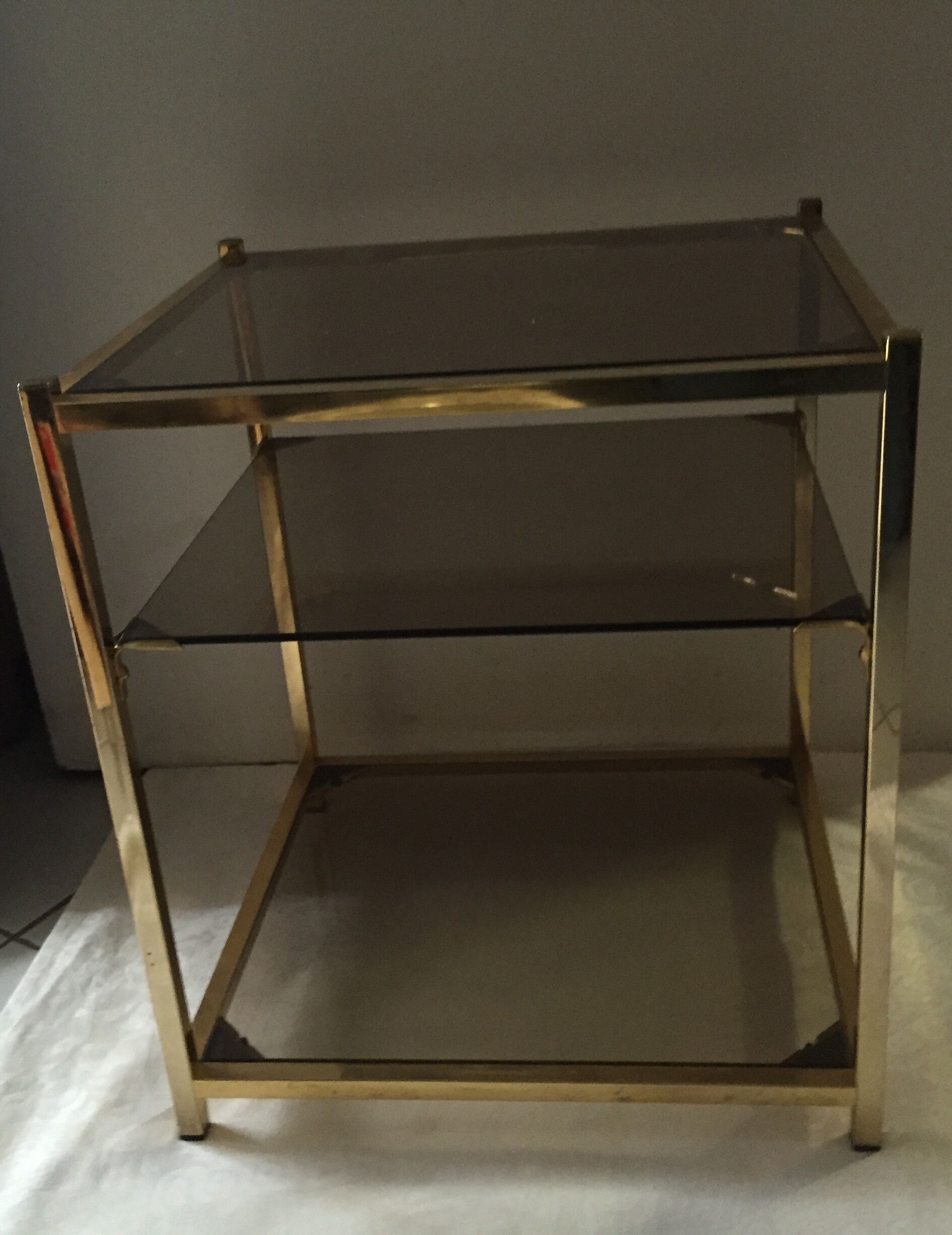 End table in smoky glass