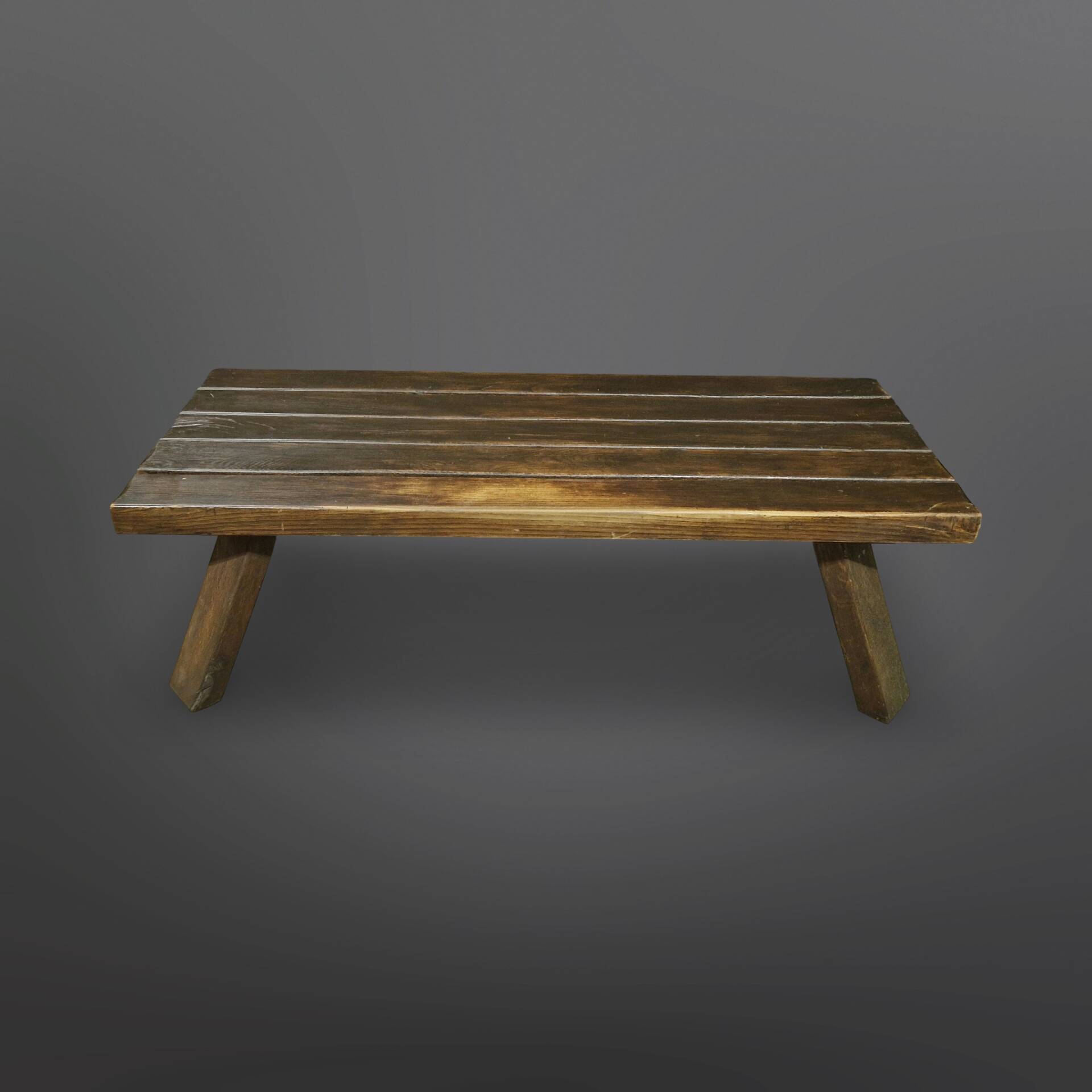 Brutalist slatted solid wood bench, Netherlands 1970s
