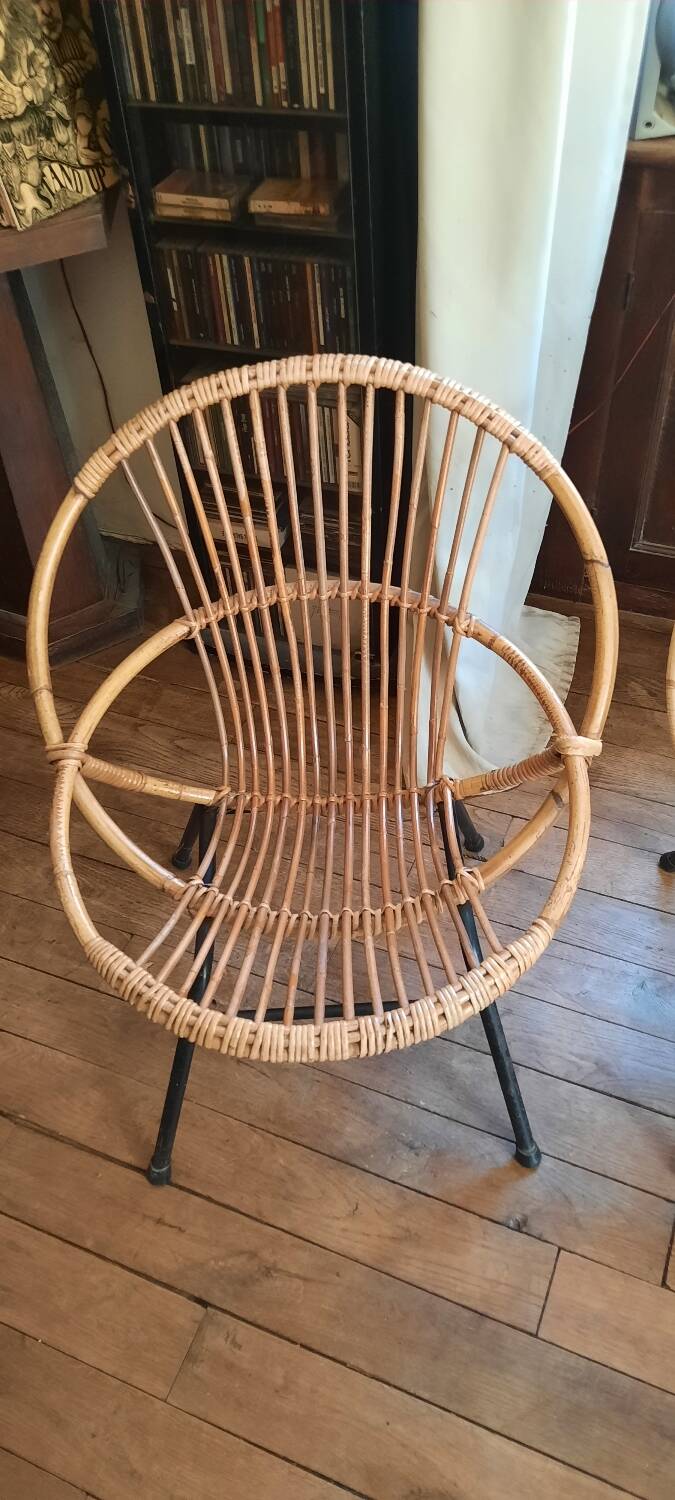 Pair of rattan armchairs