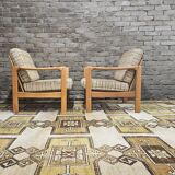 Pair of vintage scandinavian armchairs 1970 scottish fabric
