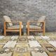 Pair of vintage scandinavian armchairs 1970 scottish fabric