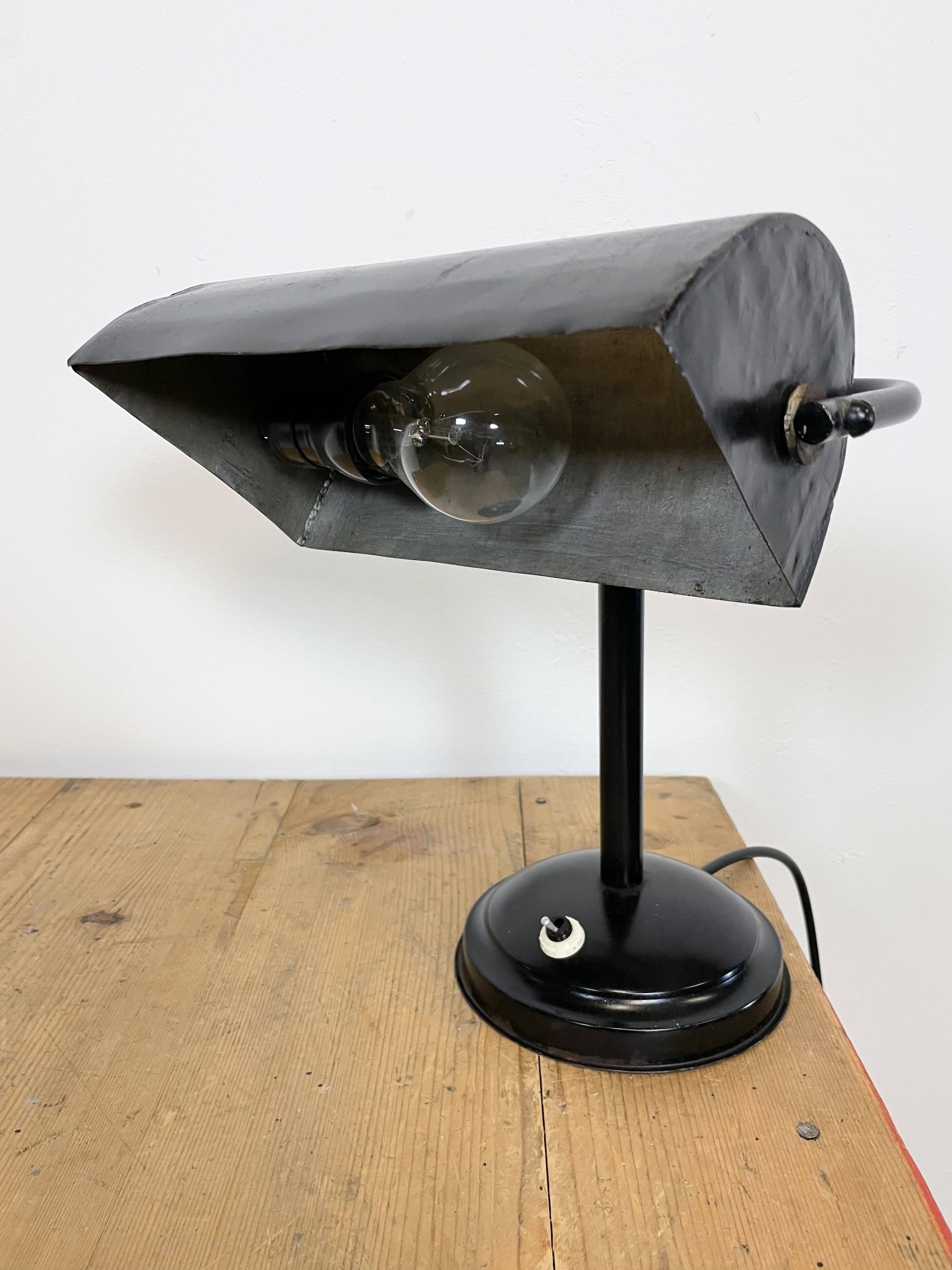 Vintage Black Bankers Desk Lamp, 1950s