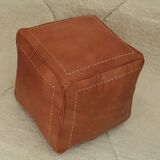 Moroccan square pouf brown wood