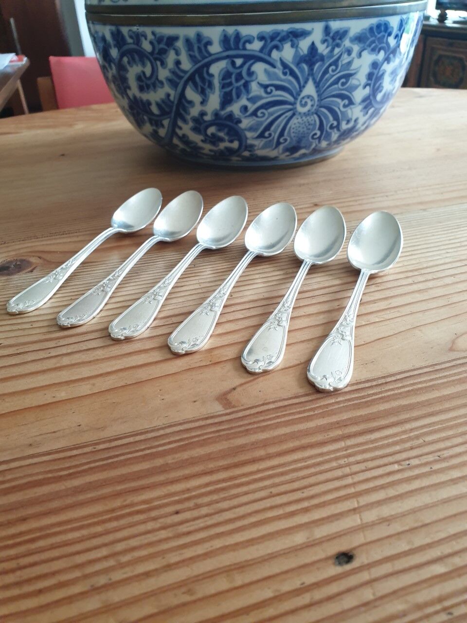 Small old silver metal spoons