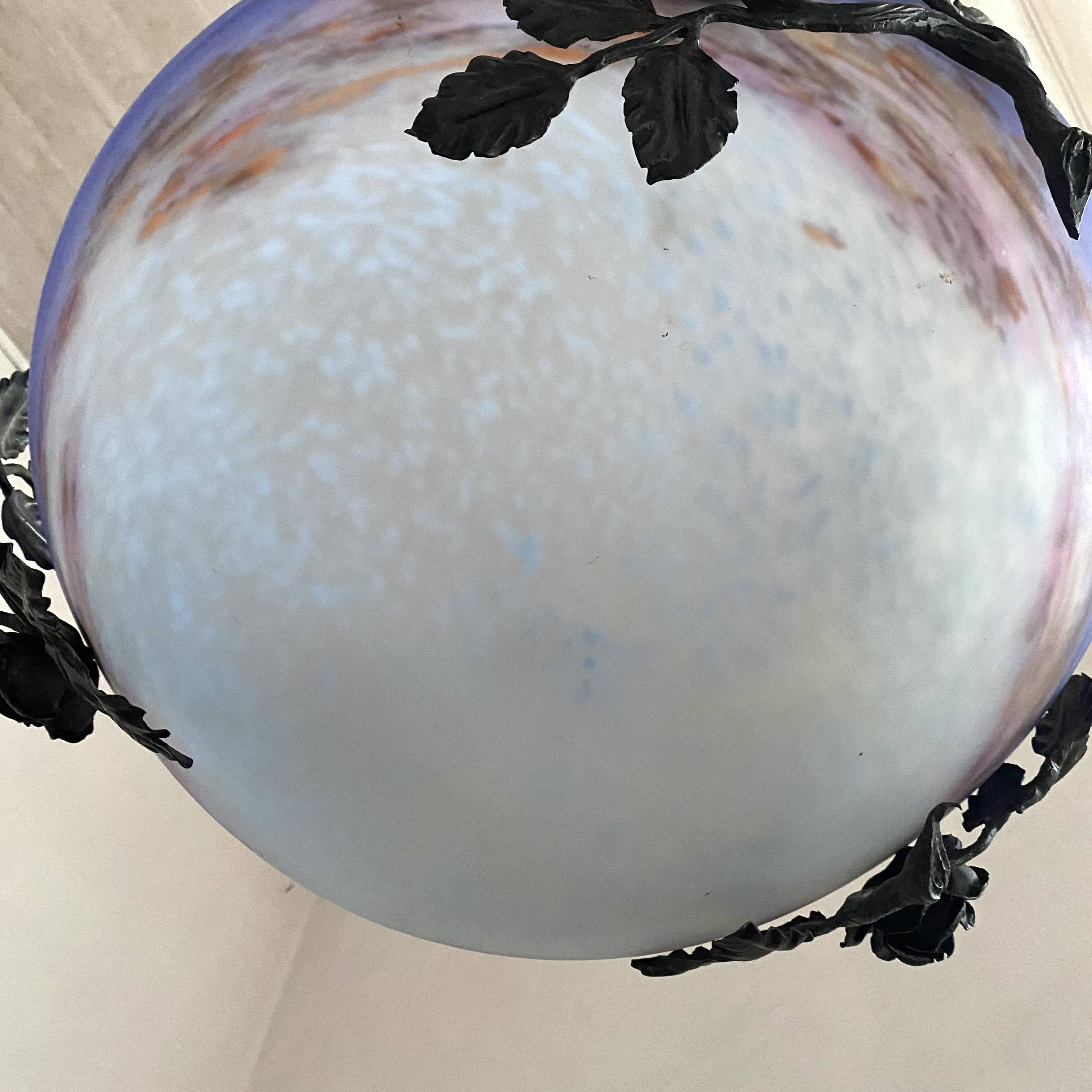 Art Nouveau suspension pâte de verre signed Degué