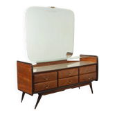 Vintage commode in exotic wood veneer and glass, design, Italy, 1950s