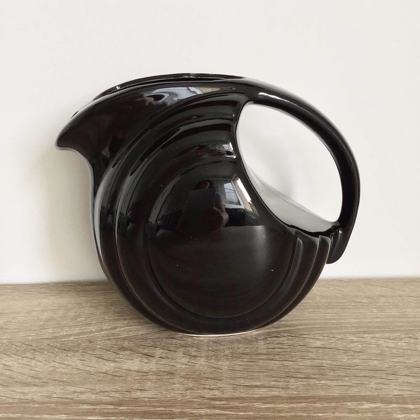 Vintage black ceramic pitcher art deco style