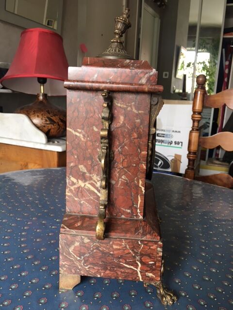 Napoleon III pink marble chimney clock