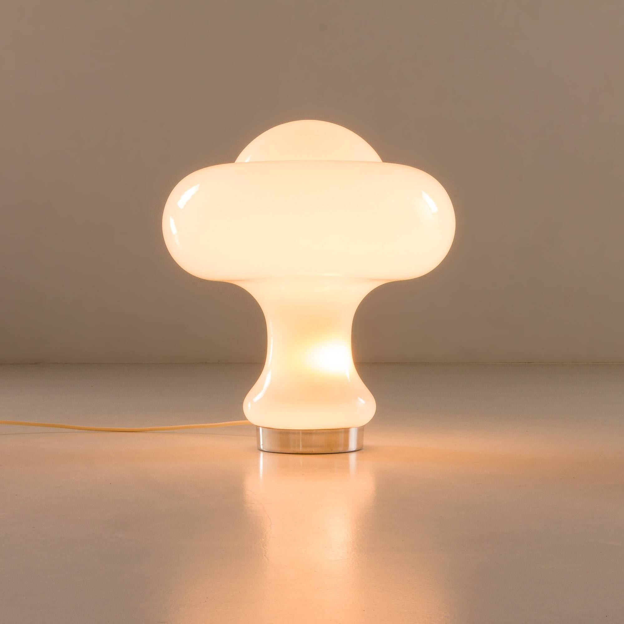 White opaline glass mushroom lamp from Peill & Putzler, Germany 1960s