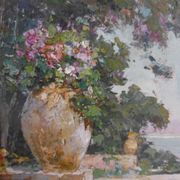 Peinture huile signee Paul Pierre Emiot - jarre provencale