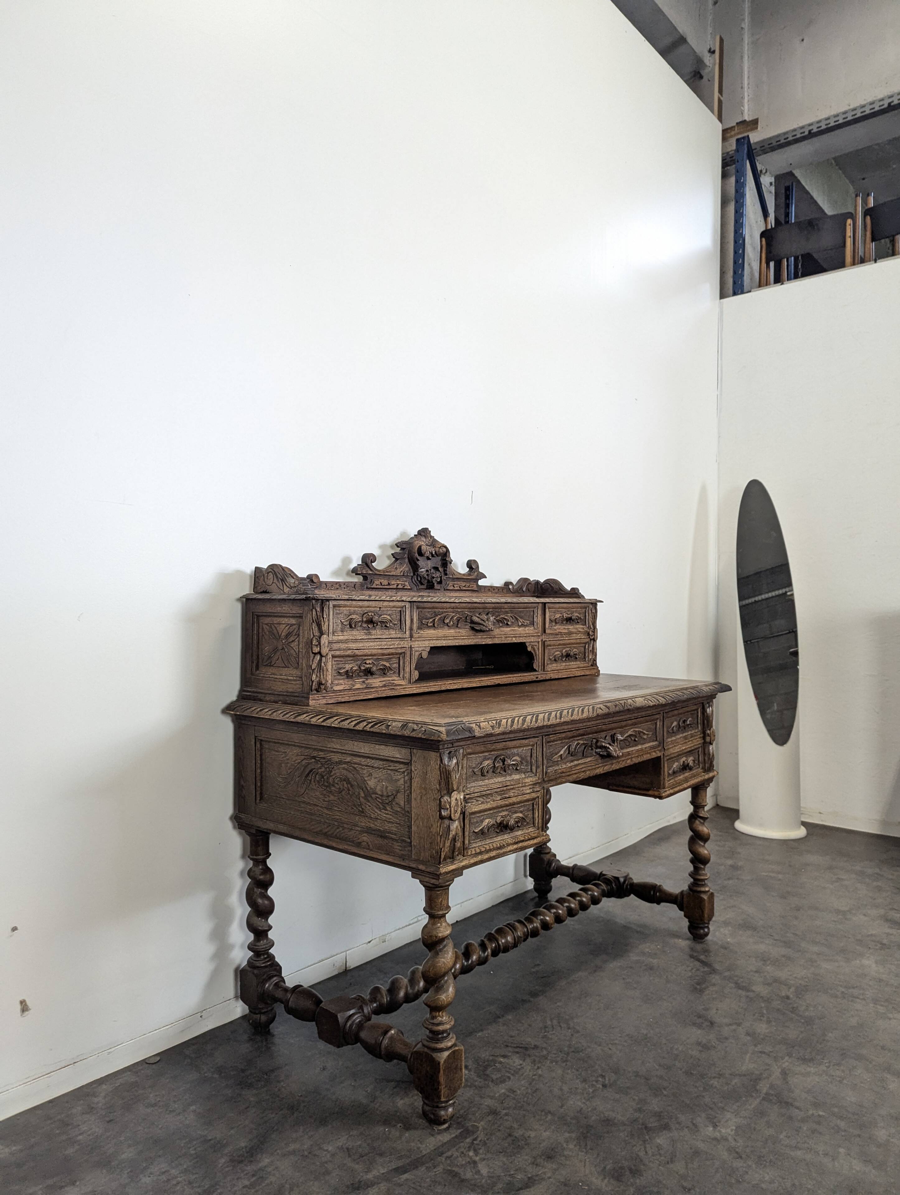 Louis XIII style oak desk
