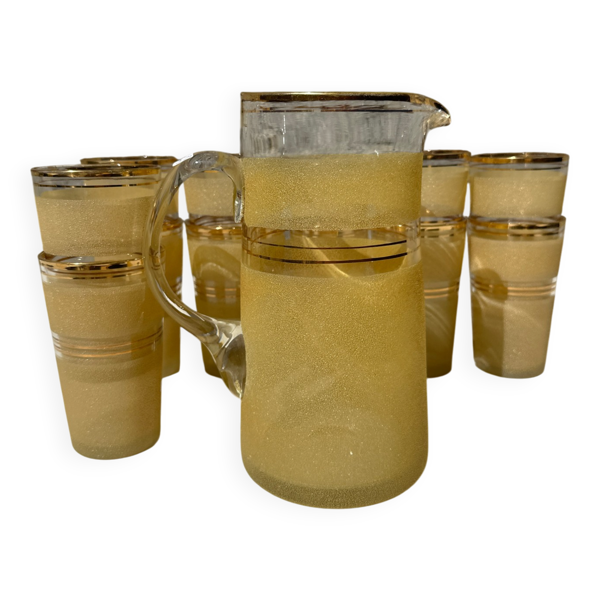 Service for orangeade in frosted glass