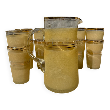 Service for orangeade in frosted glass