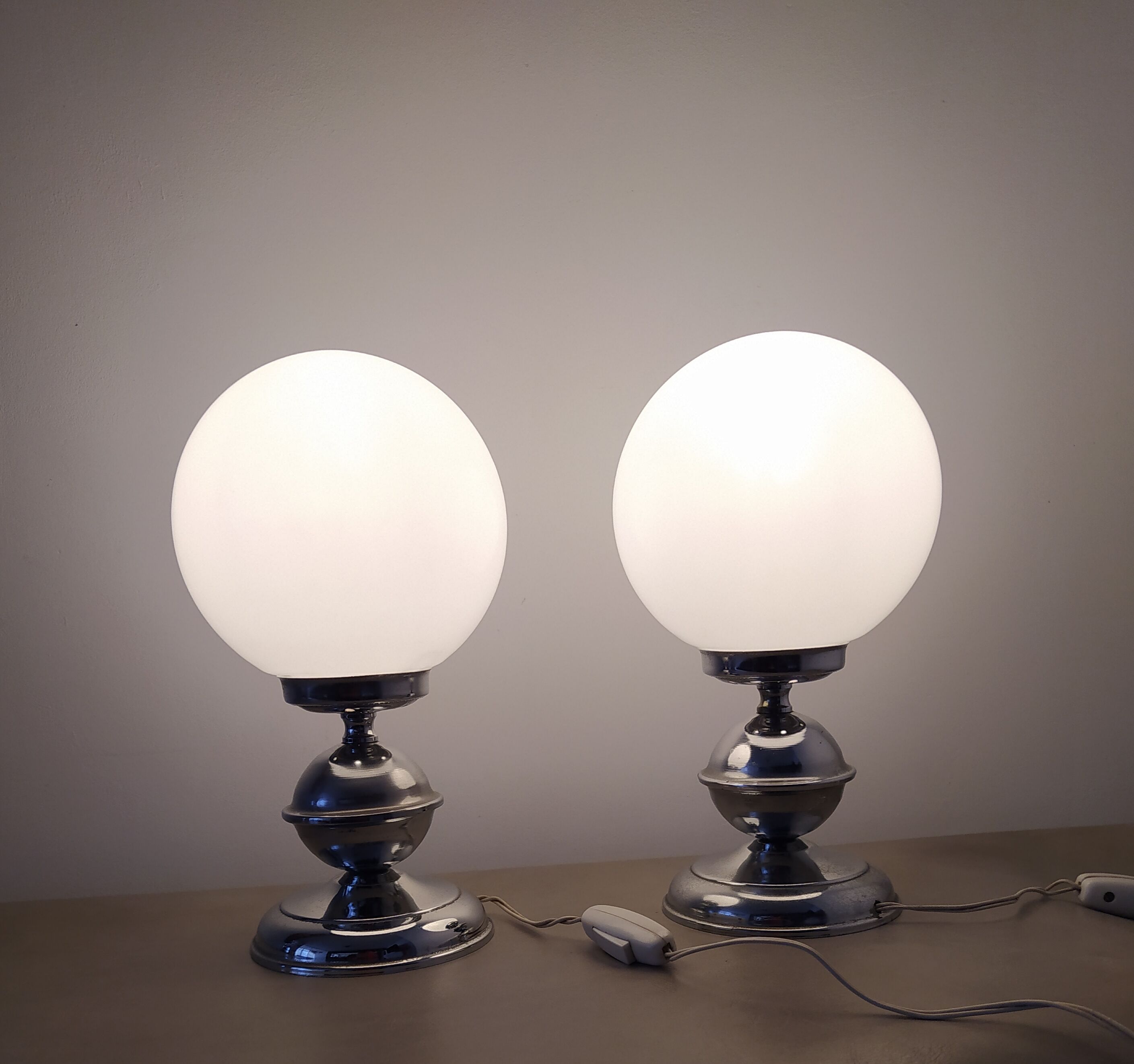 Pair of vintage opaline lamps
