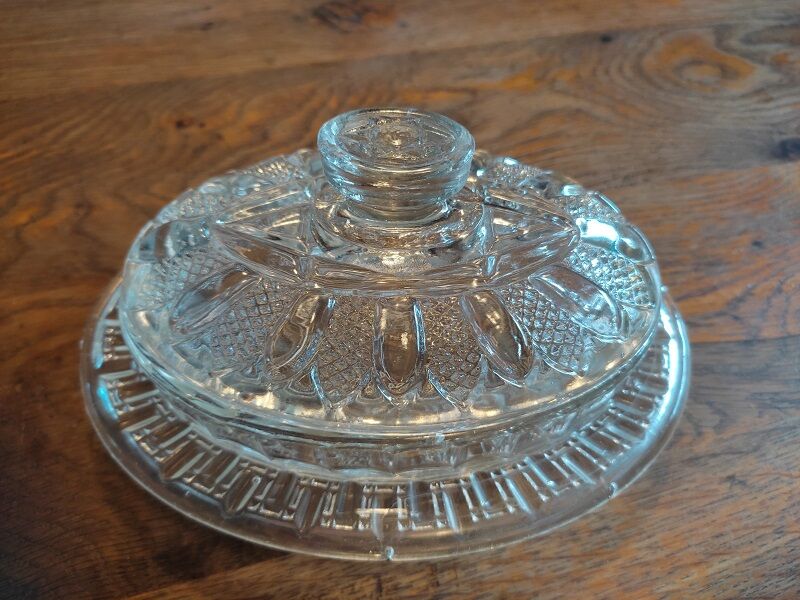 Moulded glass butter dish pineapple décor