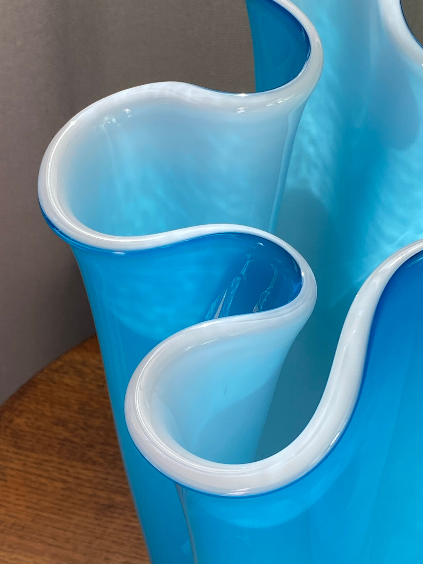 Large multi-layer glass handkerchief vase