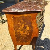 Commode 3 tiroirs avec dessus marbre marron marquettee style 19e siecle