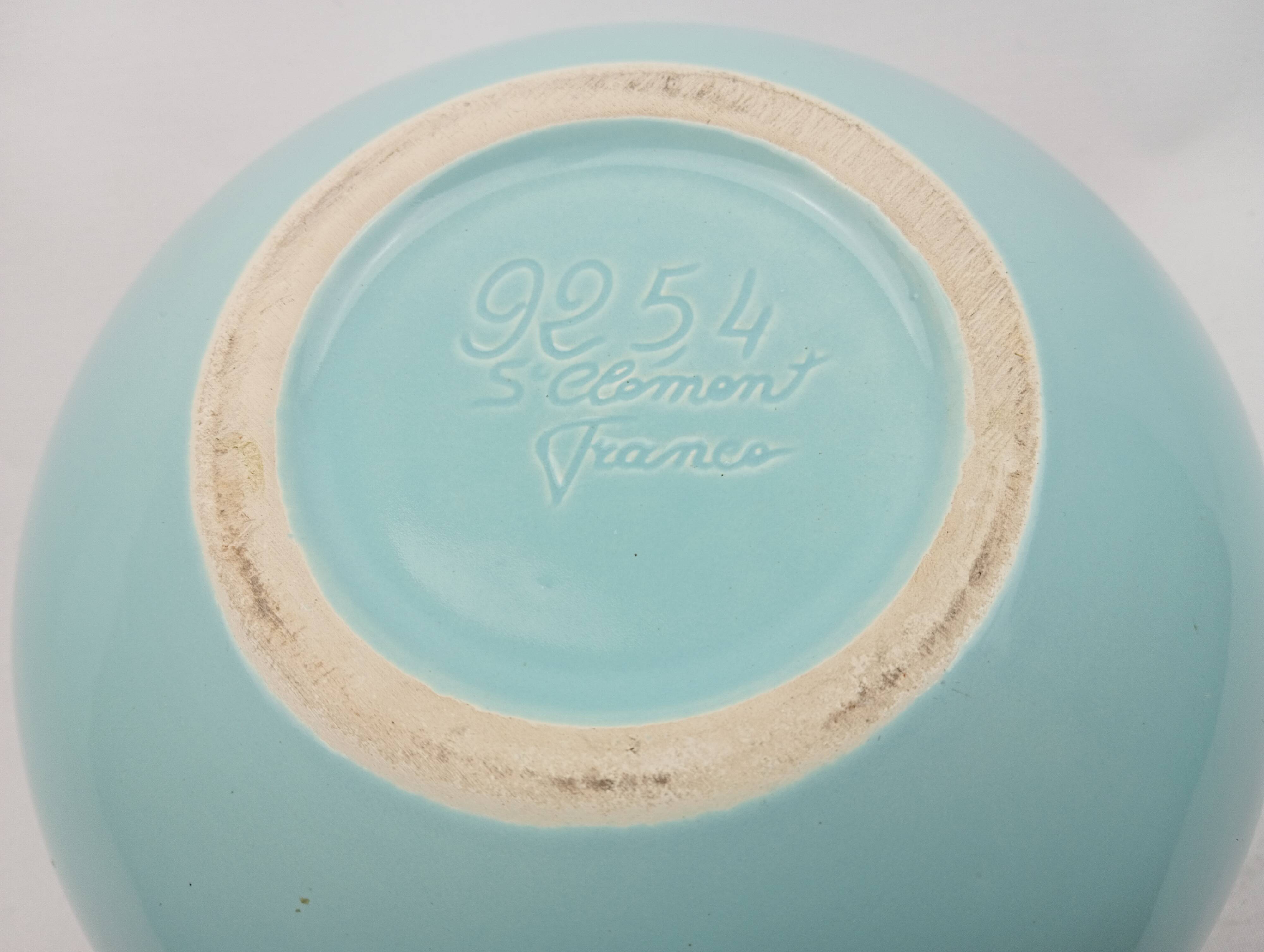 Saint Clément blue ceramic ball vase