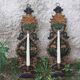 Pair of mountain appliques Savoy vintage painted wood
