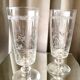 Duo de verre a cafe en verre epais a decor floral