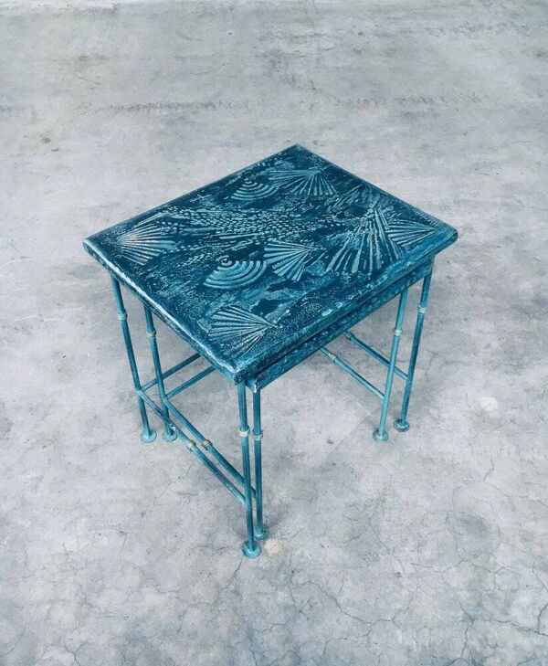 Postmodern Handmade Nesting Table Set by J. Berdou, France, 1980s, Set of 2