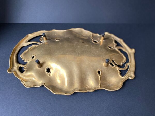 Vide-poches en bronze feuilles de vigne vintage art nouveau