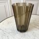 Vase in smoked glass pleated 70s