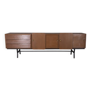 LARGE VINTAGE SIDEBOARD FROM THE 1960S IN TEAK AND BRASS, ITALIAN DESIGN