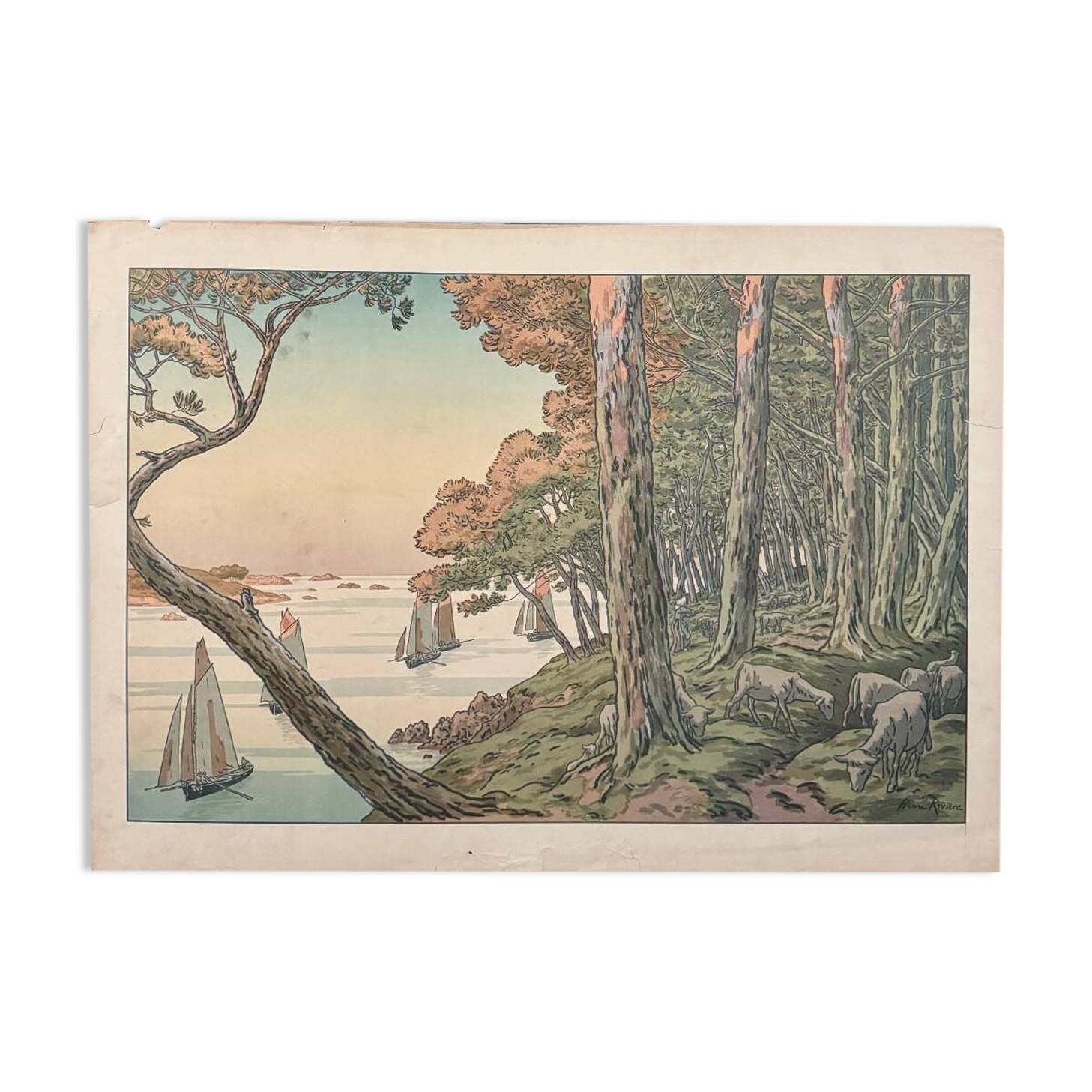 Lithograph by Henri Rivière The Aspects of Nature - Summer Evening