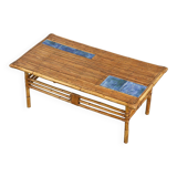 Coffee table with blue ceramic tiles by Robert and Jean Cloutier