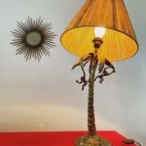 Table lamp gilded bronze palm tree and monkey