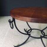 Rustic Oak and Wrought Iron Coffee Table, Belgium, 1950s