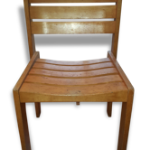 Lot of 5 Scandinavian chairs varnished and blue duck