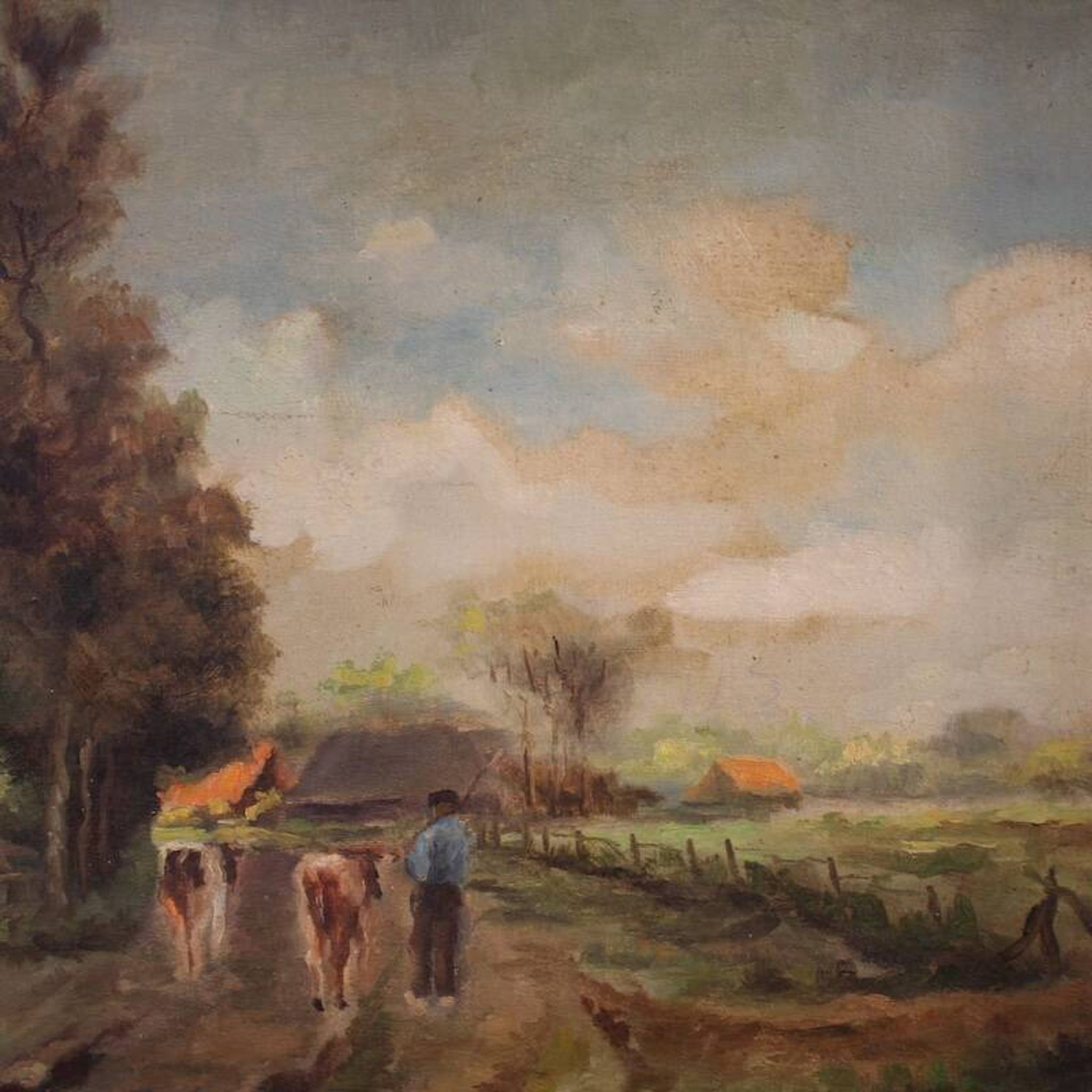 Peinture bucolique flamande du XXe siècle