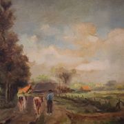 Peinture bucolique flamande du XXe siècle