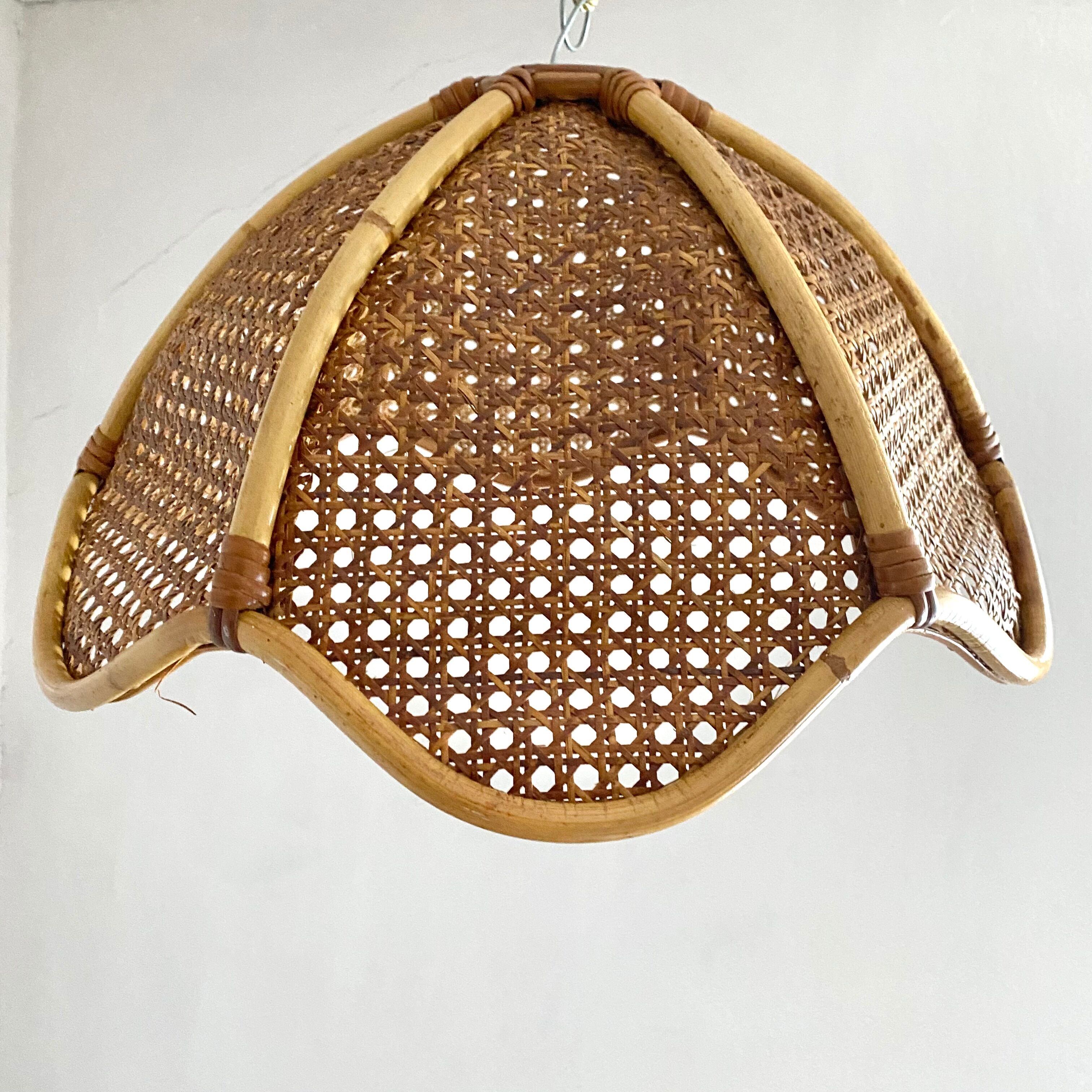 Rattan lampshade and canning to hang