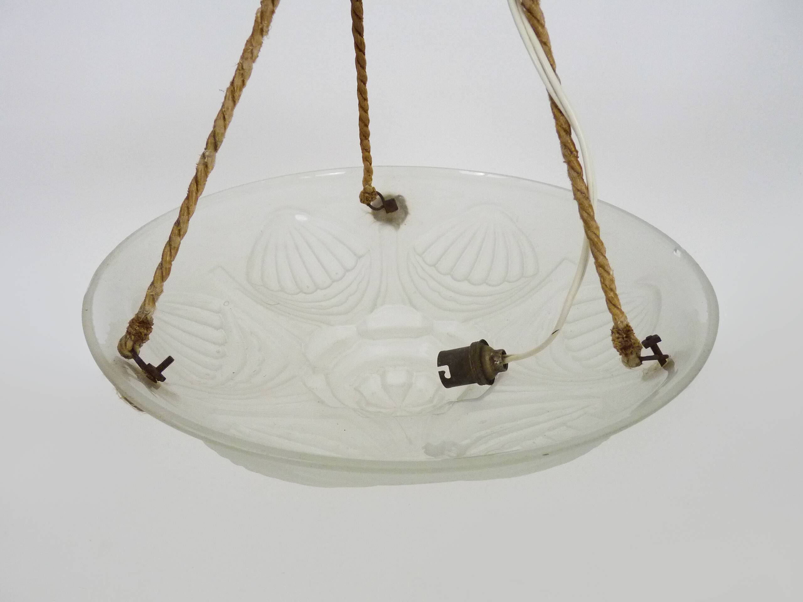 Art Deco washbasin pendant light 1 light in glass with geometric patterns